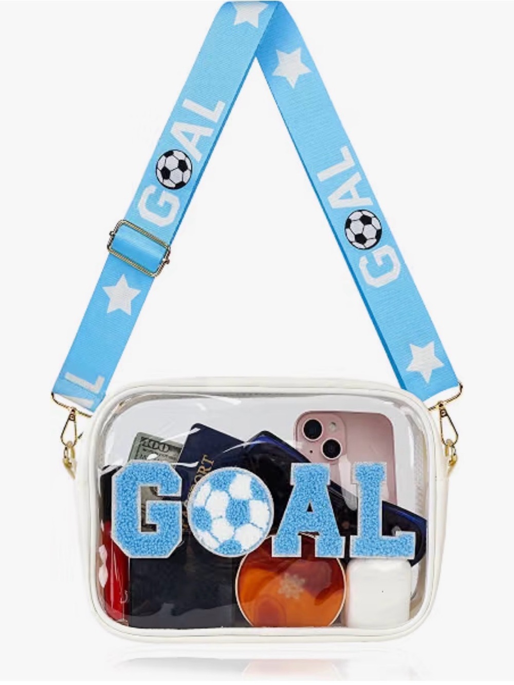 Clear Bag for World Soccer Cup Stadium Approved, Chenille Crossbody Fanny P